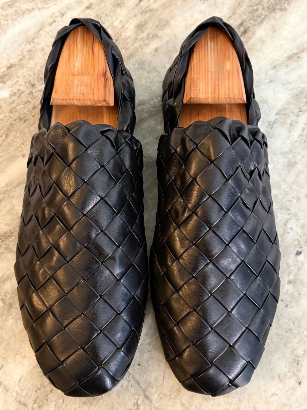 BOTTEGA VENETA SLIPPER Intrecciato Woven Leather Loafers 43 Black Sunday Palazzo